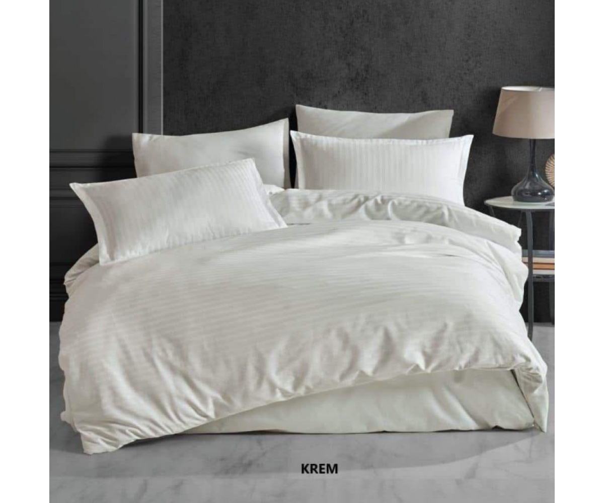 Krem Eco Saten Nevresim Takımı